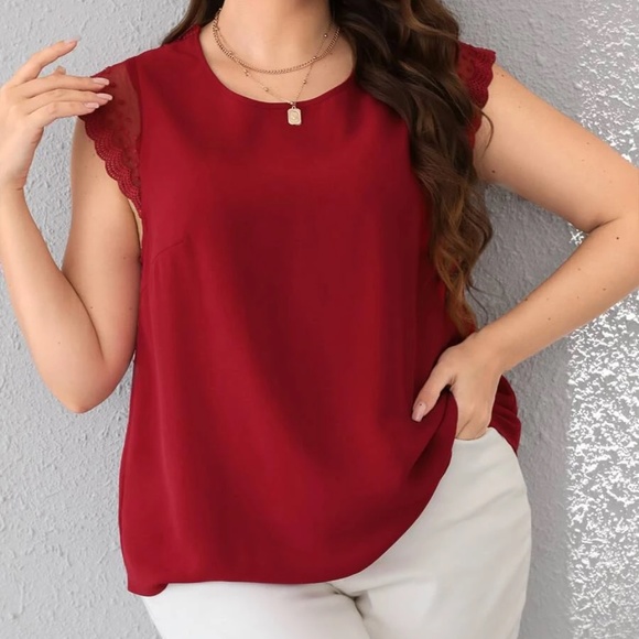 Plus Swiss Dot Ruffle Blouse - Picture 13 of 14